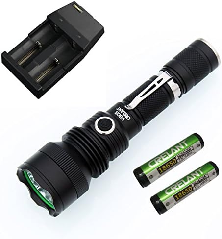 CRELANT V6CS EDC LED Flashlight Tactical Torch CREE XP-L 1226 Lumens Ultra Bright IPX-8 Waterproof Compact Size (V6CS Cool White+CD80+2400*2)