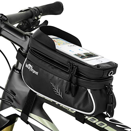 WOTOW Bicycle Phone Mount Bags, Waterproof Bike Front Frame Top Tube Handlebar MTB Cycling Bag with TPU Touch Screen Cell Phone Holder, Fits for iphone7 8 Plus/XR/Xs Max Samsung Huawei Up to 6.6″
