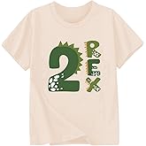 Goengmo 2-6 Rex Birthday Shirts Toddler Kids Dinosaur Theme Birthday T-Shirts Cotton Short Sleeve Tees