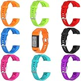 Vivosmart HR+ Bands,TenCloud Replacement Striped Sport Straps with Tool Kits for Garmin vívosmart HR Plus Tracker (All Colors-8pcs)