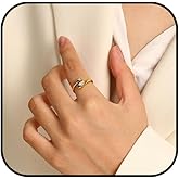 Yukymui Gold Chunky Ring for Women Adjustable Open Statement Rings Teardrop CZ Stackable Band Rings Trendy Dainty Jewelry for Her