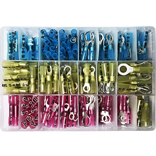 270 PCS Heat Shrink Connectors (Grade A) Marine Automotive Electrical Insulated Crimp Wire Terminal Kit - Thick Metal, Butt Ring Fork Hook and Male Female Quick Disconnect - Thumbnail 2