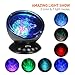 Remote Control Ocean Wave Projector, Ausein 12 LED&7 Color Modes Aurora Color Changing Night Light Projector Baby Soother Built in Relaxing Music Player for Kids Bedroom Living Room with Timer (Black)