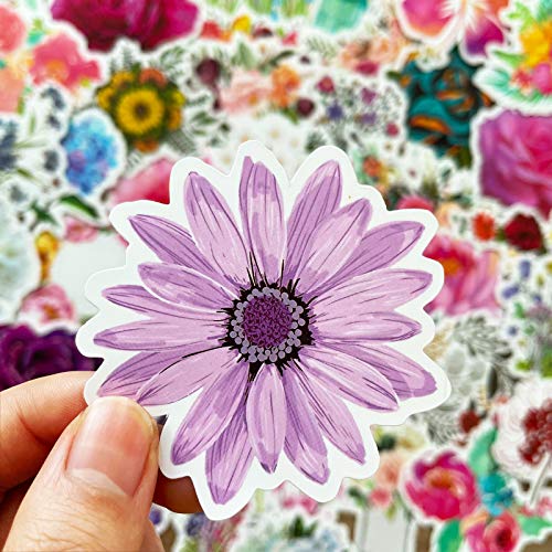 50pcs Flower Stickers for Scrapbook, Waterproof Stickers for Laptop, Trendy Vinyl Stickers for Water Bottles, [Flower Blooming] Sticker Pack Decals for Phone Case, Scrapbook, Adults, Girls