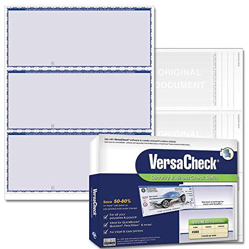 VersaCheck Secure Checks 750 Blank Business Checks Blue Premium 