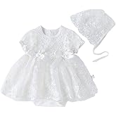 Newborn Infant Baby Girl Toddler Christmas Birthday Outfits Flower Print Soft Christening Baptism Dress with Bonnet