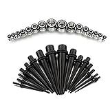 Vcmart 32pcs Ear Stretchers Kit UV Acrylic Tapers and Surgical Steel Plugs Eyelets Gauges Set 12G-00G