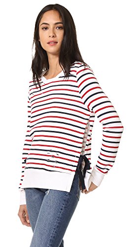 Pam & Gela Women's Stripe Print Fleece, Red/Blue Stripe, Petite