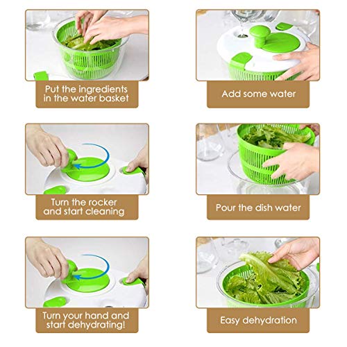 Salad Spinner, Lettuce Spinner With Lid Lock & Rotary Handle, Vegetable