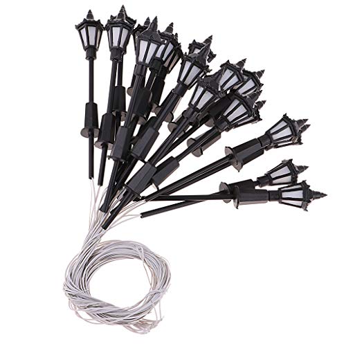 Milageto 40PC Modellbahn LED Laternenpfahllampen Wandleuchten 1: 100 1:75 Maßstab 3V Weiß – Bild 4