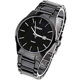 Readeel Black Case, Silver Hands, Round Bezel, Black Band Men Watch