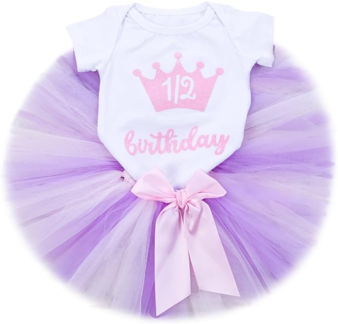 Zcaynger Toddler Girls Skirt 3PCS Set Princess Tulle Skirts 1st Birthday T-Shirt/Newborn Baby Handmade Tutu and Headband