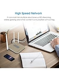 EDUPLINK AC1200 router de doble correa con WiFi, Gigabit, con aplicaciones de WiFi inteligentes y antenas de alimentación alta 5dBi., Dorado