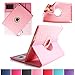 BoriYuan iPad Air 360 Degree Rotating Stand PU Leather Case Protective Flip Folio Detachable Soft Rubber Cover For Apple iPad Air with Card Slot+Screen Protector+Stylus (Pink)