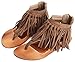 Odema Womens Flat Sandals Thong Sandals Faux Suede Tassel Zip T-Strap Sandals