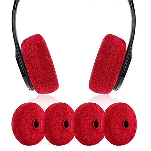 JARMOR Earpads Sweater Cover Protectors with Knit Fabric for Beats Solo 3/2 Wireless/Wired, Solo HD/Mixr/EP Headphones and Other Headsets with 1.57-3.14 Inch Ear Cushions [ 2 Pairs ] (Red)