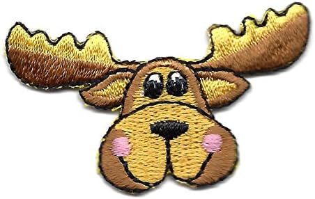 MOOSE HEAD w/ANTLERS-Iron On Embroidered Applique/Animals, Forest, Cute Critters