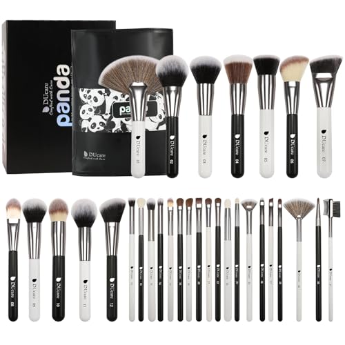 DUcare Professional Makeup Brush Set, 31Pcs Panda Kabuki Cute Makeup Brushes Kit DF3142 Complete Eye Shadows Foundation Blending Brush Face Make up set With Leather Case Organizer