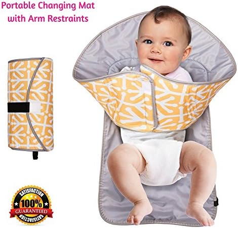 Portable Diaper Changing Pad Clutch with Barrier for Babies Hands - Soft Flexible Travel Mat folds into fashionable clutch bag – Water Resistant Wipe Clean Changer Kit for Newborns Infants &amp; Toddlers
