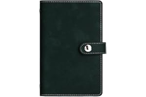 CALFOVERA A6 PU Leather Notebook Binder Refillable 6 Ring Planner Cover with Dividers Pockets Travel Journal Folder Soft Cover Loose Leaf Binder Protector for Meeting Filler Paper Cash (Dark Blue)