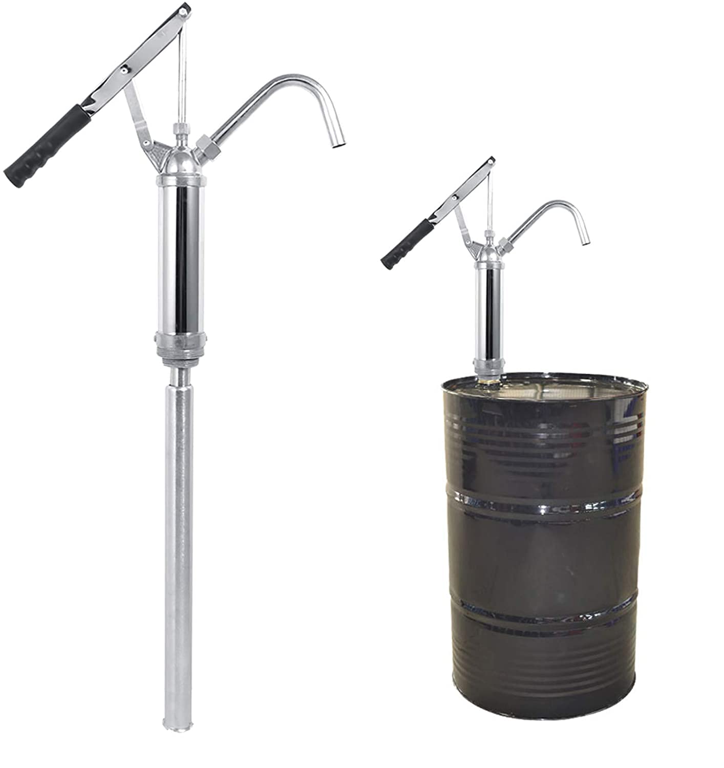 Heavy-Duty Lever Pump, 20L/Min Lever Action Barrel Drum Pump with Non-Slip Handle, Telescopic Hand Oil Transfer Extractor with Removable Nozzle, for Kerosene Gear Oil Engine Oil