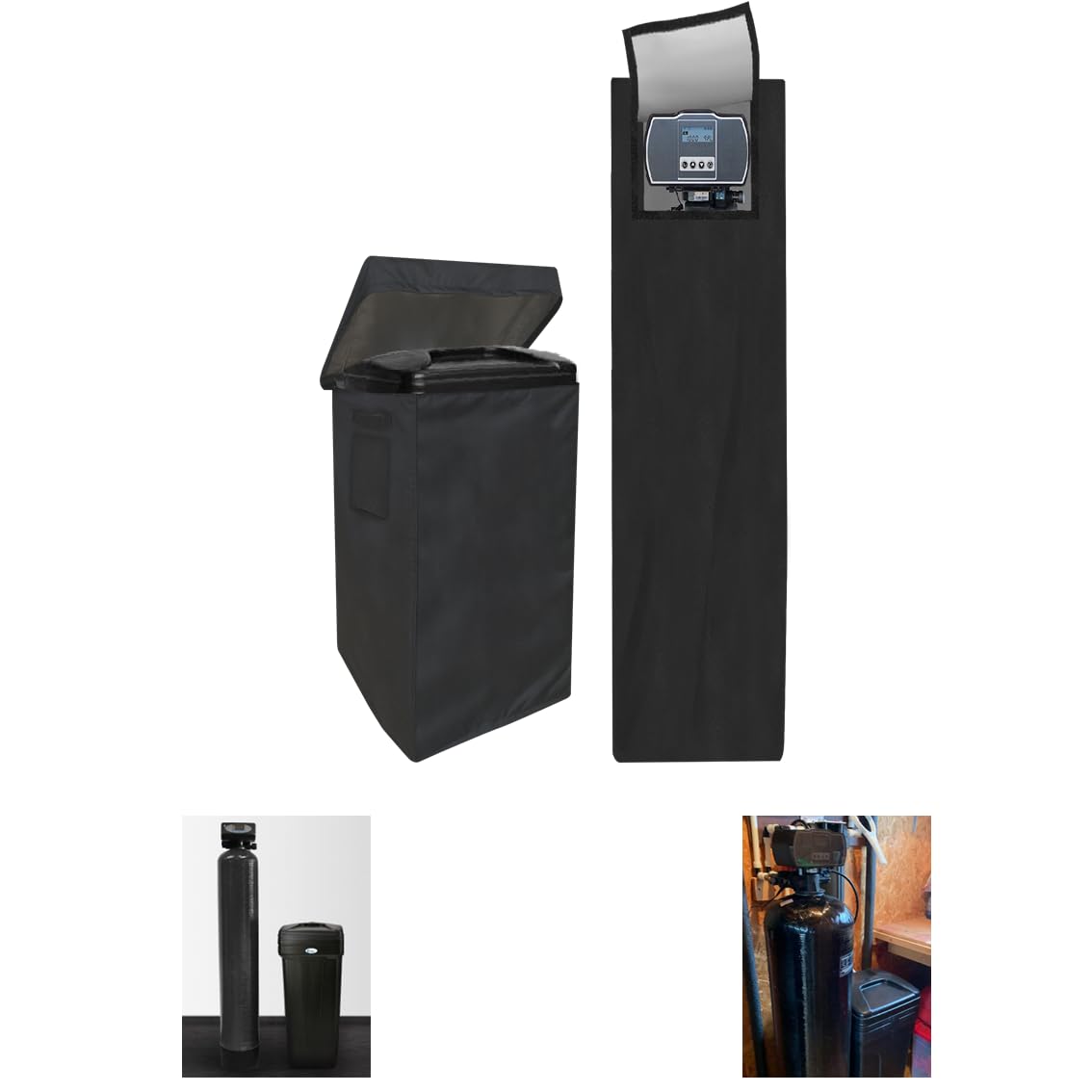 Photo 1 of CHENGNAN Water Softener Cover for Outside Units,Brine Tank Cover(16’’D×35’’H)+Filter Tank Cover(11.4’’D×55’’H),Cover for Water Softener,Water Softener Cover Waterproof,Water Softener Cover Outdoor