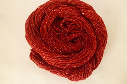 Brick Red Plied with Flash glitter Metallic fingering Yarn
