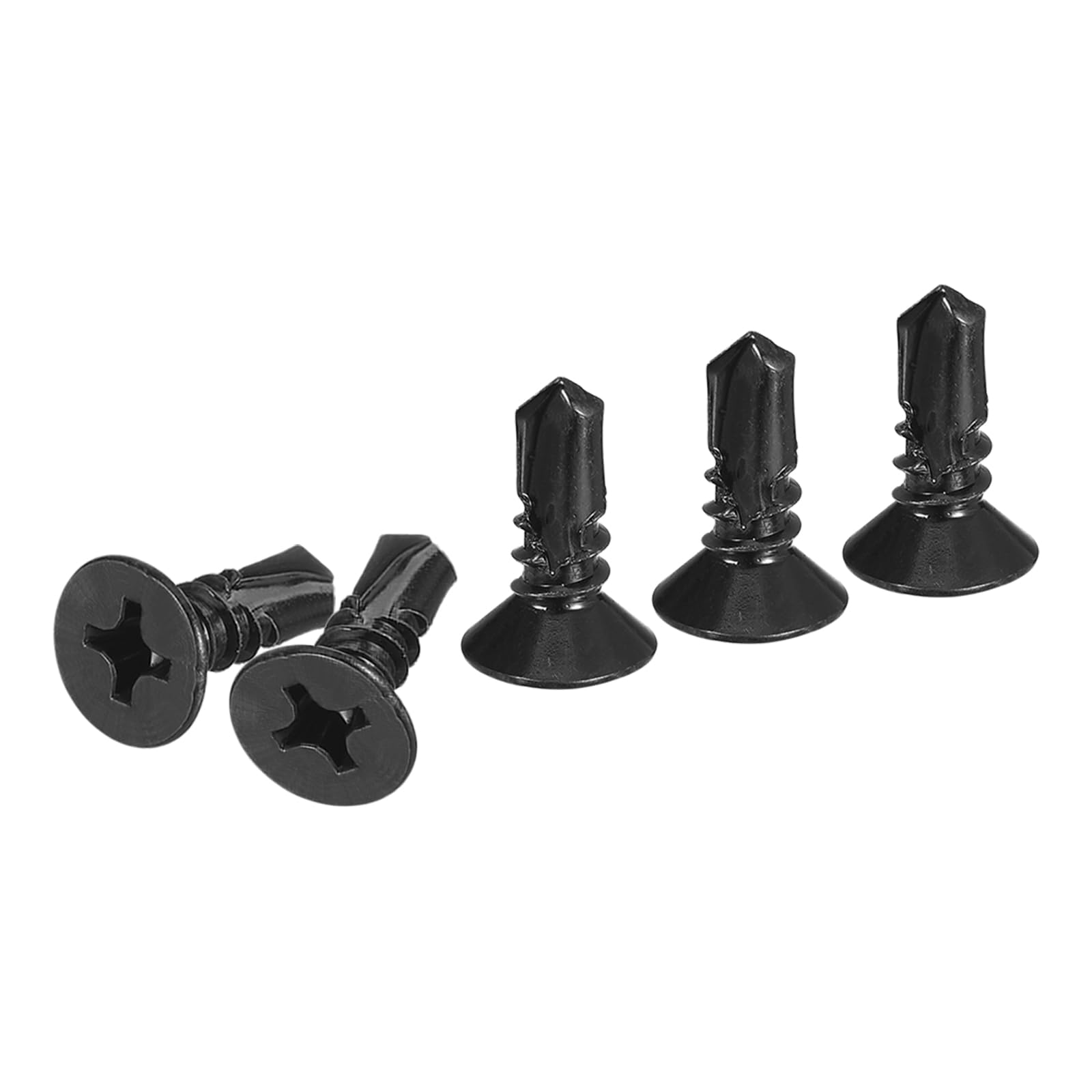 DTGN 100Pcs ST4.8x13mm Self Drilling Screws, 410 Stainless Steel Flat Head Phillips Sheet Metal Screw - Good for Wood to Metal, Furniture - Black