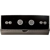 MRCUFF Black Round Crystal Tuxedo Cufflinks & Studs Set – Gift Box & Polishing Cloth Included