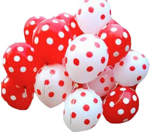Polka Dot 12" 2.8g Latex Helium Party Balloons (12 pack) (WHITE & RED)