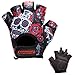 Contraband Pink Label 5237 Womens Designer Workout Gloves | Sugar Skull Print w/Grip-Lock™ Padding (Red, Medium)