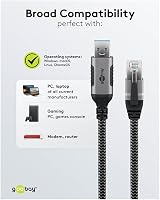 Goobay 70699 USB-A to RJ45 Ethernet Cable 1 Gbps 1 Meter Wired Network view 6