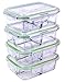 [4 PACK] Zenware Freshsav Series 35.5 oz Compartmentalized Glass Meal Prep Food Storage Containers Set Airtight locking Lids | Microwave, Freezer, Oven & Dishwasher Safe