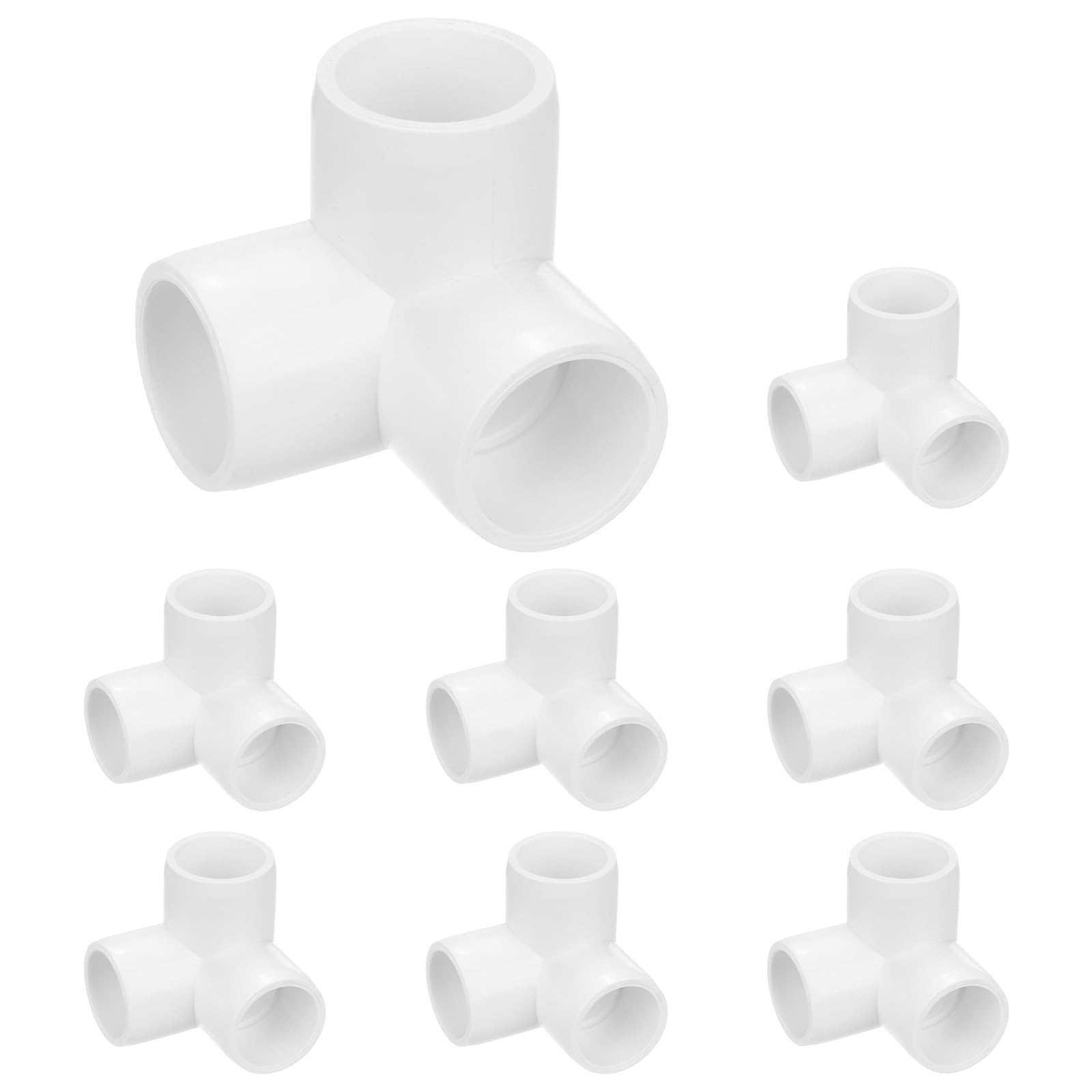 M METERXITY 8-Pack PVC Fittings, 1/2 Inch PVC Pipe Connectors 3-Way for Building Furniture/Greenhouse/Shed Pipe Fittings/Tent Connection, Furniture Build Grade PVC Elbow [White]