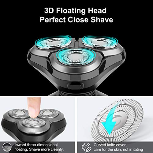 Electric Razor for Men- 4 in 1 Nose Hair Trimmer, Facial Cleansing Brush, Beard Trimmer, Mane Shape Trimmer Electric Men's Rotary Shavers Grooming Kit with Pop-up Trimmer Christmas Gifts for Men