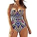 ZXZY Womens Bohemian Print Tube One Piece Monokinis Bathing Suits with Strap,Blue,Large