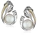 Amazon Collection Sterling Silver and 14k Yellow Gold Freshwater Cultured Pearl Diamond Earrings (5.0-5.5 mm)
