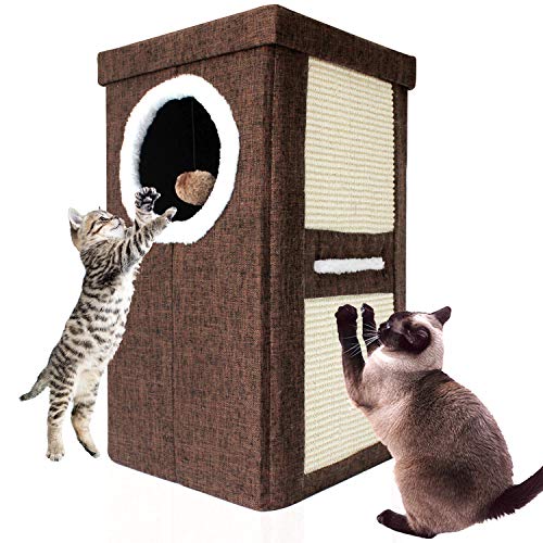 Downtown Pet Supply 2 Level Cat House Modern Cat Condo & Kitten Bed