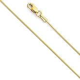 14k REAL Yellow OR White Gold Solid 0.8mm Round Snake Chain Necklace with Lobster Claw Clasp