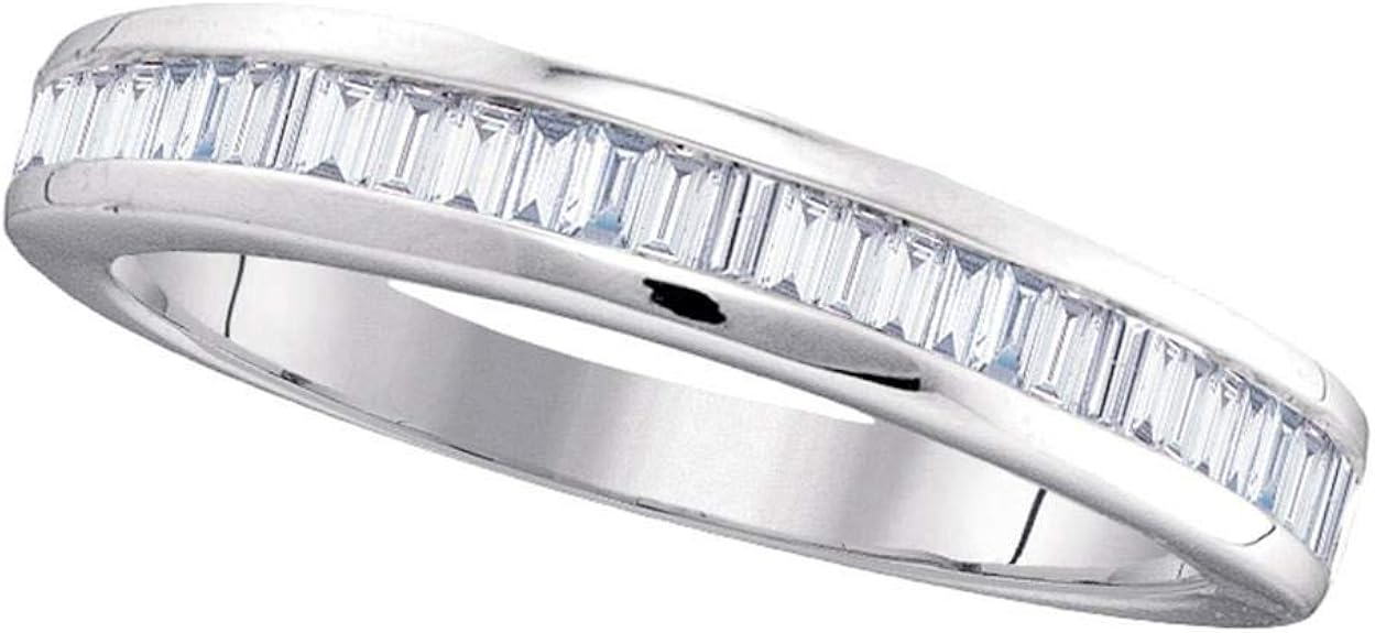 10kt White Gold Womens Baguette Diamond Wedding Band 1/2