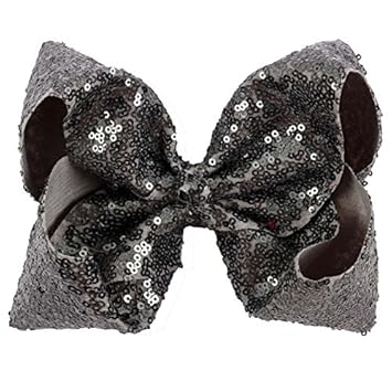 Amazon Com 8 Large Sequin Hair Bow With Clip For Kids Girls