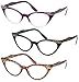 Gamma Ray Women's Reading Glasses - 3 Pairs Cat Eye Ladies Fashion Readers 1.00