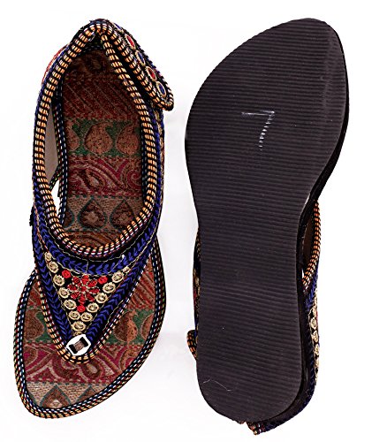 shree women's rajasthani multiwork ethnic flat sandal