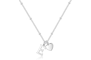 Vrsilver Heart Initial Necklaces for Girls - Sterling Silver Necklace for Women Teen Girl Gifts Dainty Heart Pendant Silver Initial Necklaces for Women Jewelry for Girls Necklaces for Teen Girls Gifts