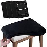SINOSSO Vanity Stool Covers Set of 4, Super Soft Velvet Stretch Washable Saddle Bar Stool Slipcover Bench Seat Protector, (Rectangle, Black, 4 Counts)