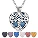 CELESTIA Essential Oil Lava Stone Diffuser Necklace, Tree of Life Heart Aromatherapy Locket Pendant with 7 Reusable Coloured Lava Stones - 24