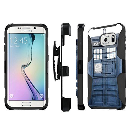 NakedShield Samsung Galaxy [S6 EDGE] (Blue Phone Box) Combat Tough Holster KickStand Armor Phone Case