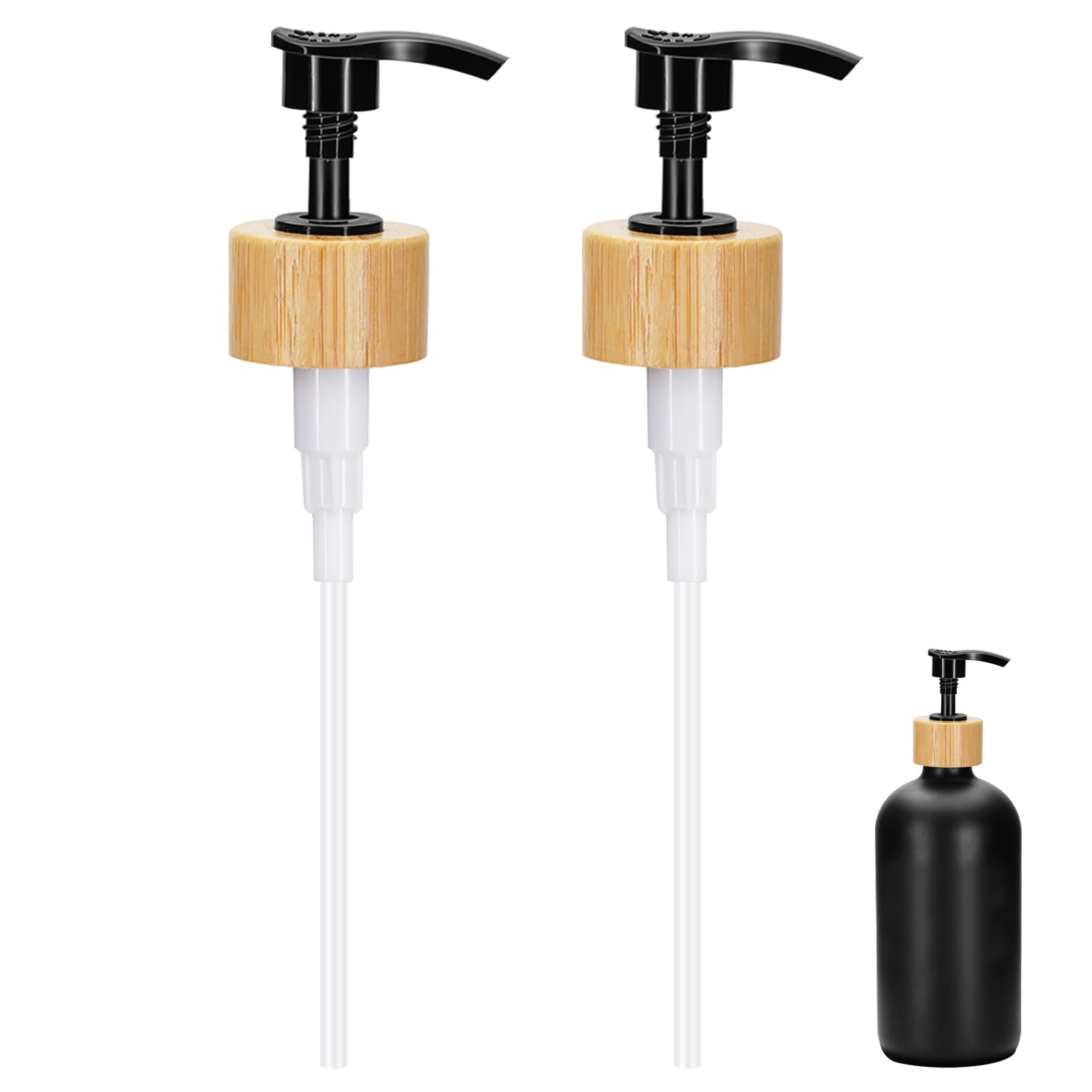 Photo 1 of 2Pcs Replacement Pumps Dispenser Replacement Pumps for Soap Dispensers Black Plastic Bamboo Dispenser Pumps for Soap, Lotion, Shampoo, Kitchen and Bathroom (Black)