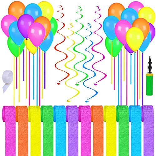 Supla 66 Pack Easter Party Decor Kit Hanging Easter Decorations Party Backdrop Crepe Paper Decorative Streamers Pink Yellow Purple Green Balloons for Easter Kid Party Baby Showers Classroom Decor - Thumbnail 7
