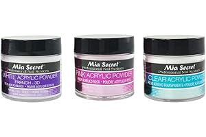 Mia Secret Acrylic Powder 1 oz x 3 (White, Pink, Clear) color acrylic powder for nails mia secret, mia secret professional acrylic nail system clear acrylic powder